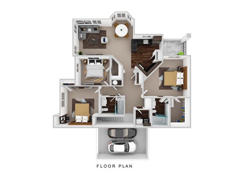 Floor plan for 3 beds, 2 baths, 1455 sqft